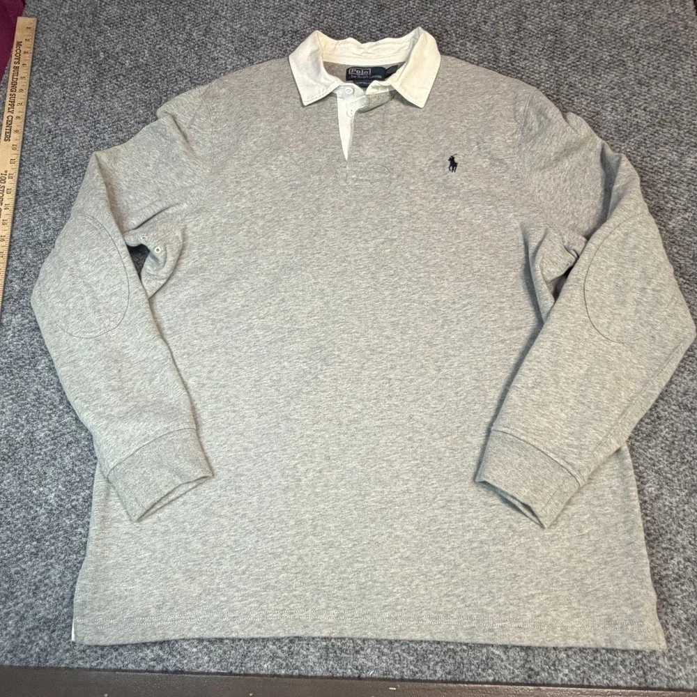 Polo Ralph Lauren Iconic Rugby Shirt Andover Heather Gray Classic Men's XXL